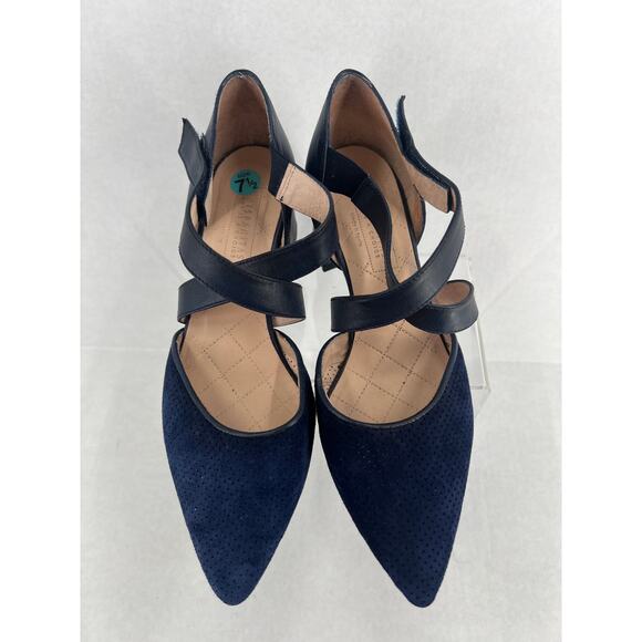 Hispanitas Navy Suede and Black Leather Heels - Picture 1 of 7